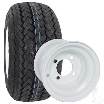 Steel White 8x7 Wheel with Kenda Hole In One 18x8.5-8 Golf Cart Tire, 4 Ply
