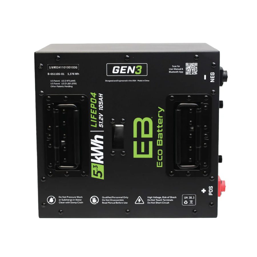 Eco Lithium Battery, 51V 105AH Thru-Hole Gen 3 LiFePO4