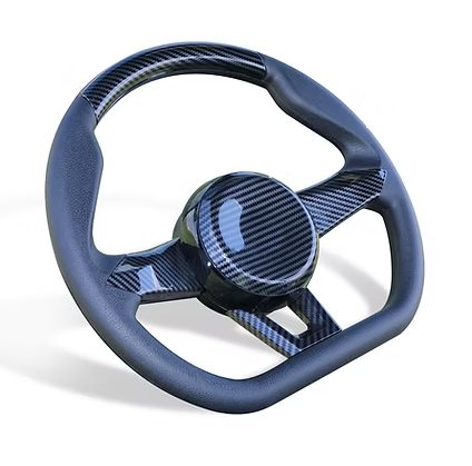 Steering Wheel Black Poly Carbon Texture for 4 and 6 Seat Carts
