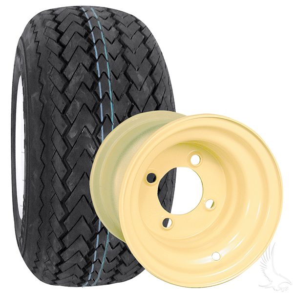 Steel Beige 8x7 Wheel with Kenda Hole In One 18x8.5-8 Golf Cart Tire, 4 Ply